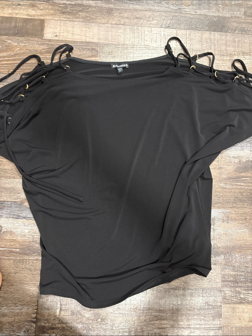 Express Black Cold-Shoulder Lace-Up shirt